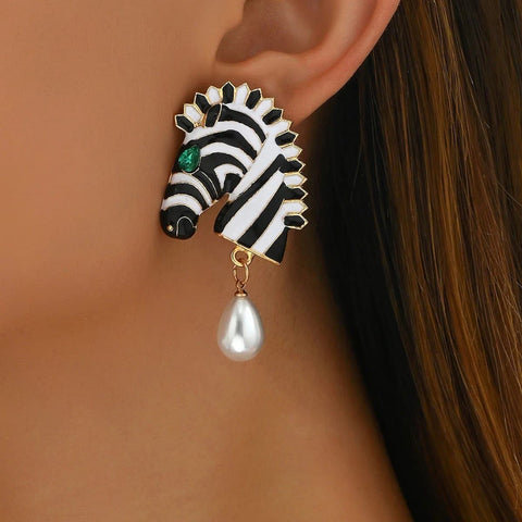 Zebra Enamel Earrings