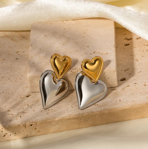 Double Trouble Heart Earrings